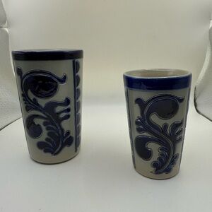 GOEBEL Merkelbach Salzglasur W. Germany Salt Glaze Glasses Blue Gray REPLACEMENT